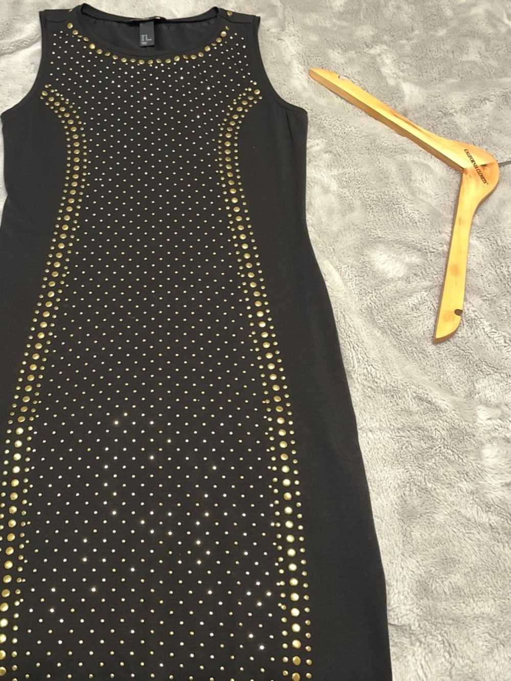 H&M Black Sleeveless Bodycon Dress with Gold Studs